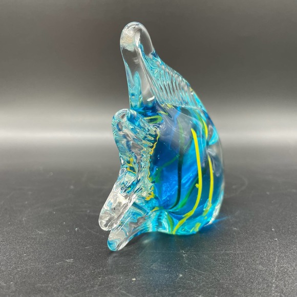Art Glass Fish Paperweight Murano Style Tropical Fish Glass Figurine - Picture 7 of 10